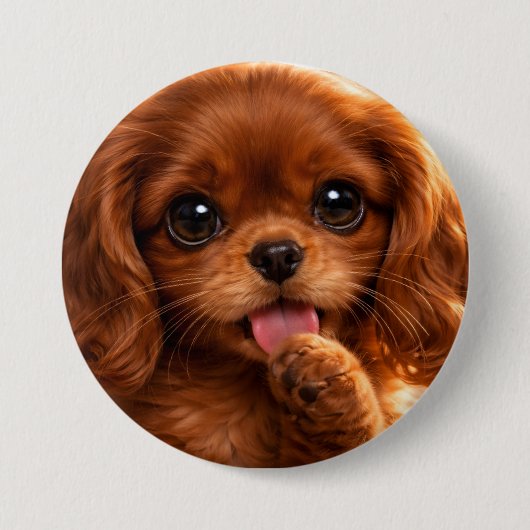 Badge Rond 7,6 Cm Adorable Ruby Cavalier Spaniel (Devant)