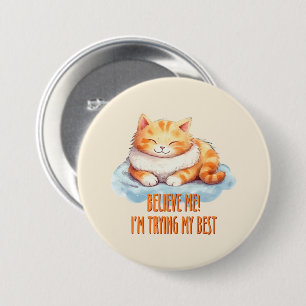 Badge Rond 7,6 Cm Adorable Tabby Orange Chat - Je tente mon meilleur