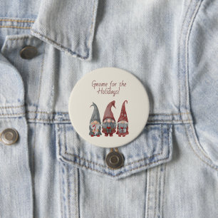 Badge Rond 7,6 Cm Adorables Gnomes de Noël avec Joie des Fêtes