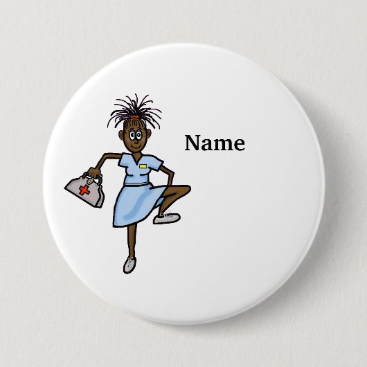 Badge Rond 7,6 Cm African-American Female Nurse Button (Devant)