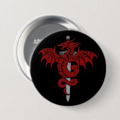 Badge Rond 7,6 Cm Âge de dragon - Pin d'épée de dragon (Devant & derrière)