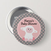 Badge Rond 7,6 Cm Agneau bébé mignon avec Baby shower Pois (Devant & derrière)