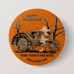 BADGE ROND 7,6 CM AGRICULTURE TRACTEUR GHOST TRACTOR AGRICULTURE HAL