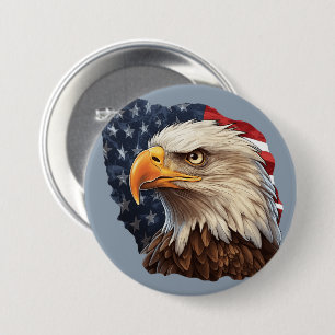 Badge Rond 7,6 Cm Aigle à drapeau américain