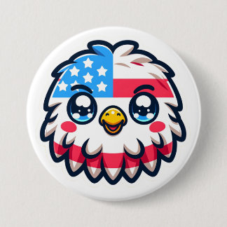 Badge Rond 7,6 Cm Aigle américaine de Kawaii