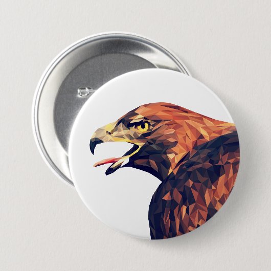 Badge Rond 7,6 Cm Aigle géométrique doré (Devant & derrière)