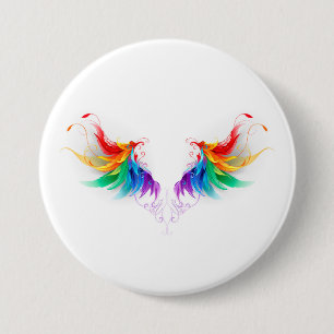 Badge Rond 7,6 Cm Ailes arc-en-ciel douces