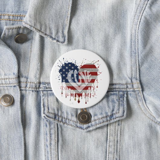 Badge Rond 7,6 Cm Aime le drapeau américain (En situation)