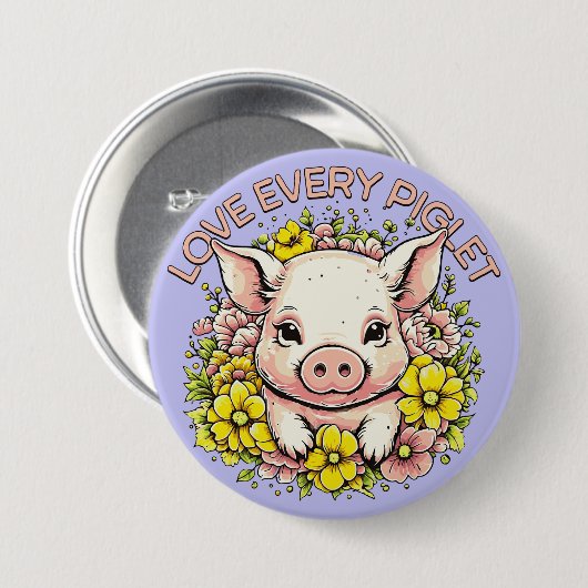 Badge Rond 7,6 Cm Aimer les cochons en fleurs (Devant & derrière)