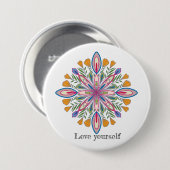 Badge Rond 7,6 Cm Aimez-vous les fleurs de mandala (Devant & derrière)