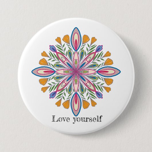 Badge Rond 7,6 Cm Aimez-vous les fleurs de mandala (Devant)