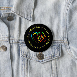 Badge Rond 7,6 Cm Ajouter des noms Message texte - Cœurs sur fond no