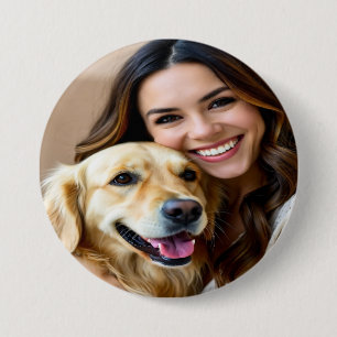 Badge Rond 7,6 Cm Ajouter une photo de Golden Retriever Personnalise