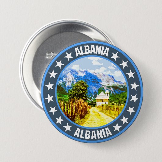 Badge Rond 7,6 Cm Albanie (Devant & derrière)