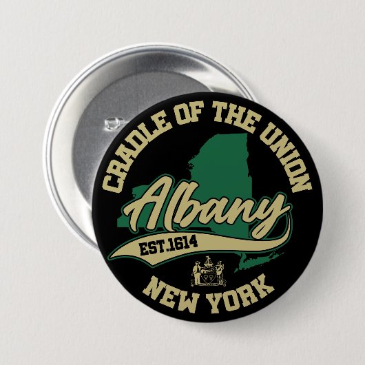 Badge Rond 7,6 Cm Albany, New York (Devant & derrière)