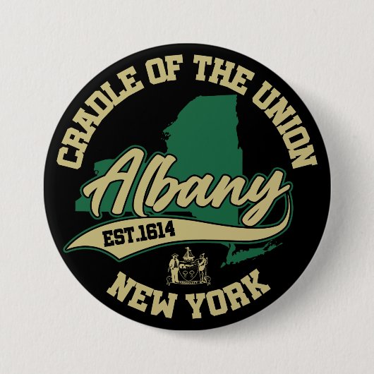 Badge Rond 7,6 Cm Albany, New York (Devant)