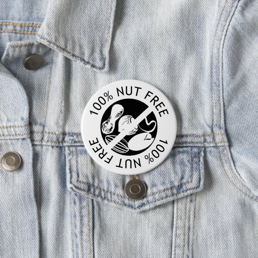 Badge Rond 7,6 Cm Alerte 100% libre d'allergie d'écrou d'écrou fait (En situation)