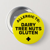 Badge Rond 7,6 Cm Alerte Médicale d'allergie aux aliments noirs simp (Devant & derrière)
