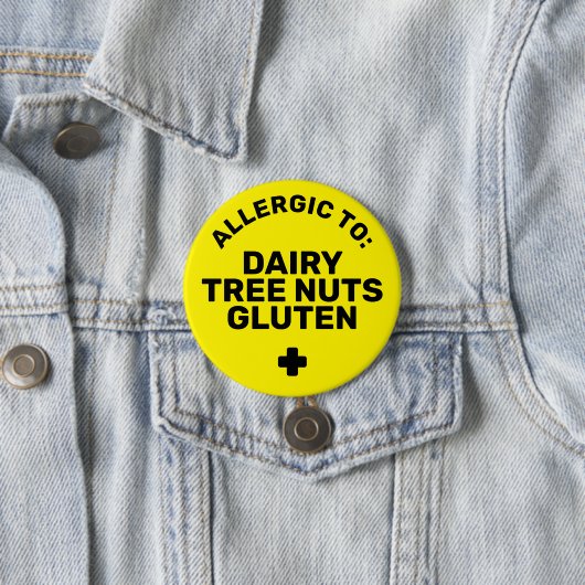 Badge Rond 7,6 Cm Alerte Médicale d'allergie aux aliments noirs simp (En situation)