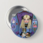 Badge Rond 7,6 Cm Alice à Wonderland & Dinah Cat Cute Fairy Tale (Devant & derrière)
