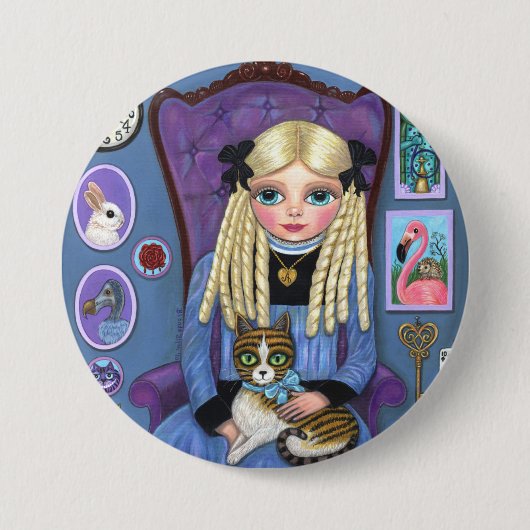 Badge Rond 7,6 Cm Alice à Wonderland & Dinah Cat Cute Fairy Tale (Devant)