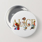 BADGE ROND 7,6 CM ALICE AU PAYS DES MERVEILLES ET AMIS (Devant & derrière)