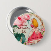 Badge Rond 7,6 Cm Alice dans l'anniversaire personnalisé par pays (Devant & derrière)