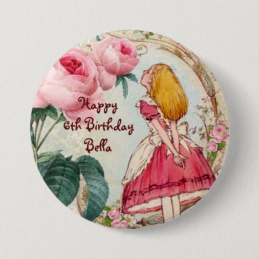 Badge Rond 7,6 Cm Alice dans l'anniversaire personnalisé par pays (Devant)