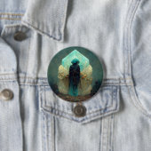Badge Rond 7,6 Cm Alien Crystal Guardian  Sci-Fi Imaginaire (En situation)