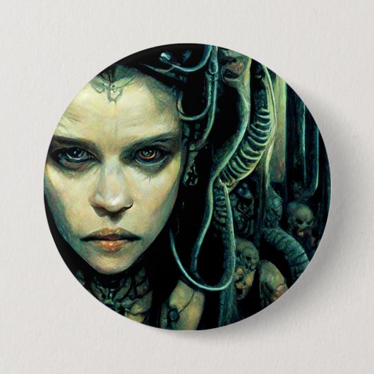 Badge Rond 7,6 Cm Alien Tech Girl Science Fiction (Devant)
