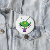 Badge Rond 7,6 Cm Alien vert drôle faisant une grimace idiote (En situation)
