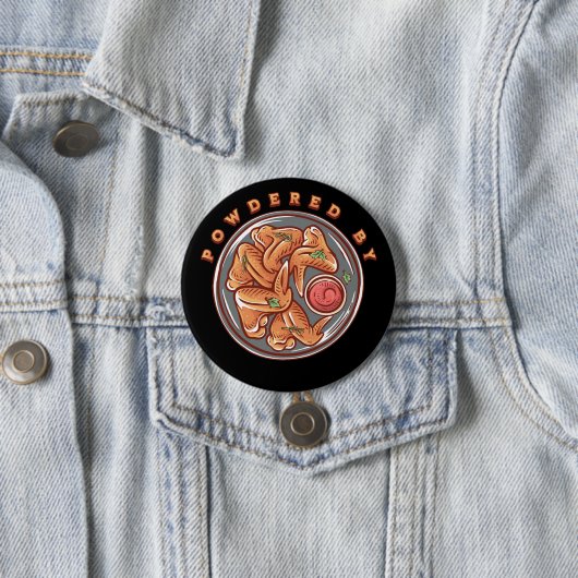 Badge Rond 7,6 Cm Alimenté par des ailes de poulet (En situation)