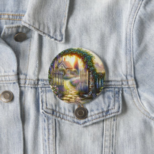 Badge Rond 7,6 Cm Allée de jardin enchantée Cottagecore