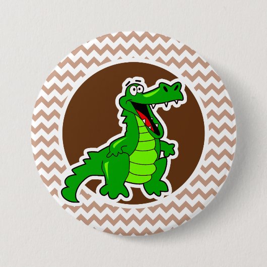 Badge Rond 7,6 Cm Alligator ; Brown Chevron (Devant)