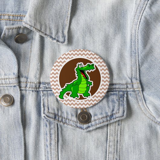 Badge Rond 7,6 Cm Alligator ; Brown Chevron (En situation)