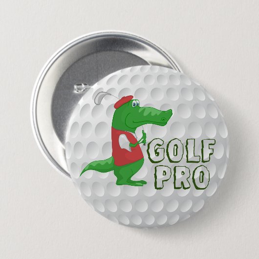 Badge Rond 7,6 Cm Alligator Golf Pro (Devant & derrière)