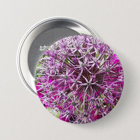 Badge Rond 7,6 Cm Allium & Fleurs d'été (Devant & derrière)