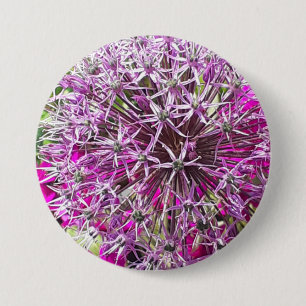 Badge Rond 7,6 Cm Allium & Fleurs d'été