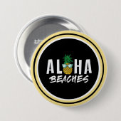 Badge Rond 7,6 Cm Aloha Beaches ananas (Devant & derrière)