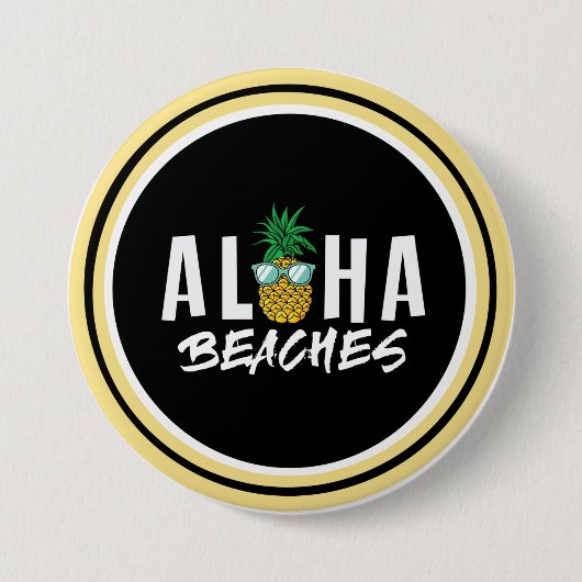 Badge Rond 7,6 Cm Aloha Beaches ananas (Devant)