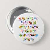 Badge Rond 7,6 Cm Alphabet Animal ABCs Apprentissage Round Bouton (Devant & derrière)