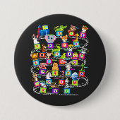 Badge Rond 7,6 Cm Alphabet Animal ABC's Learning Round (Devant)