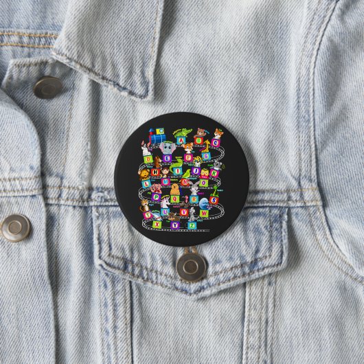 Badge Rond 7,6 Cm Alphabet Animal ABC's Learning Round (En situation)