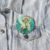 Badge Rond 7,6 Cm Alphonse Mucha Lune Clair De Lune Art Nouveau (En situation)