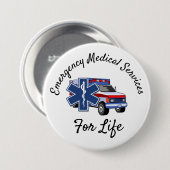 Badge Rond 7,6 Cm Ambulance EMS pour la vie (Devant & derrière)