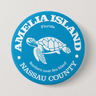 Badge Rond 7,6 Cm Amelia Island (tortue de mer)