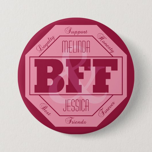 Badge Rond 7,6 Cm Amitié de BFF - noms faits sur commande - boutons (Devant)