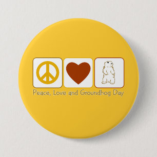 Badge Rond 7,6 Cm Amour de paix et jour de Groundhog