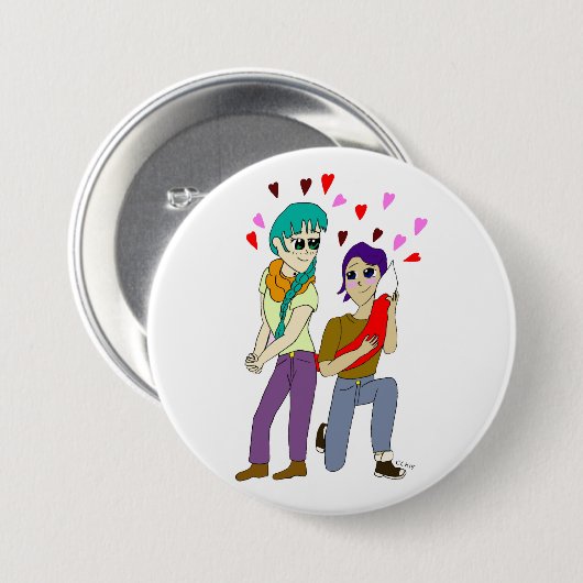Badge Rond 7,6 Cm amour de queue (Devant & derrière)