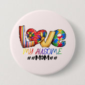 Badge Rond 7,6 Cm Amour Maman Sensibilisation sur l'autisme pour les (Devant)